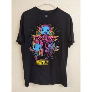Funko Pop Adult Black Logo Marvel What If? Characters Neon Cotton T-Shirt Large